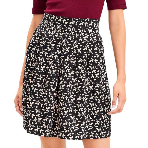 Loft Womens Black & White Floral Above Knee Skirt S Polyester Blend - Picture 1 of 8